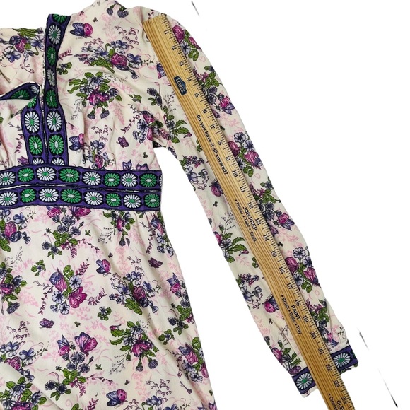 Vintage 70s This Is Yours San Francisco Butterfly Print Maxi Dress ILGWU Size XS - Picture 14 of 15